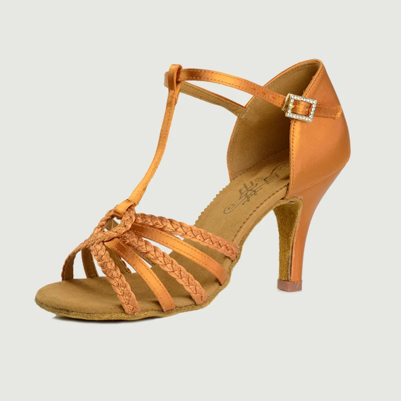 Zapatos de baile latino de salón para mujer BD 2368, piel profunda, tejido satinado importado, hermosa atmósfera, fondo suave para interiores,