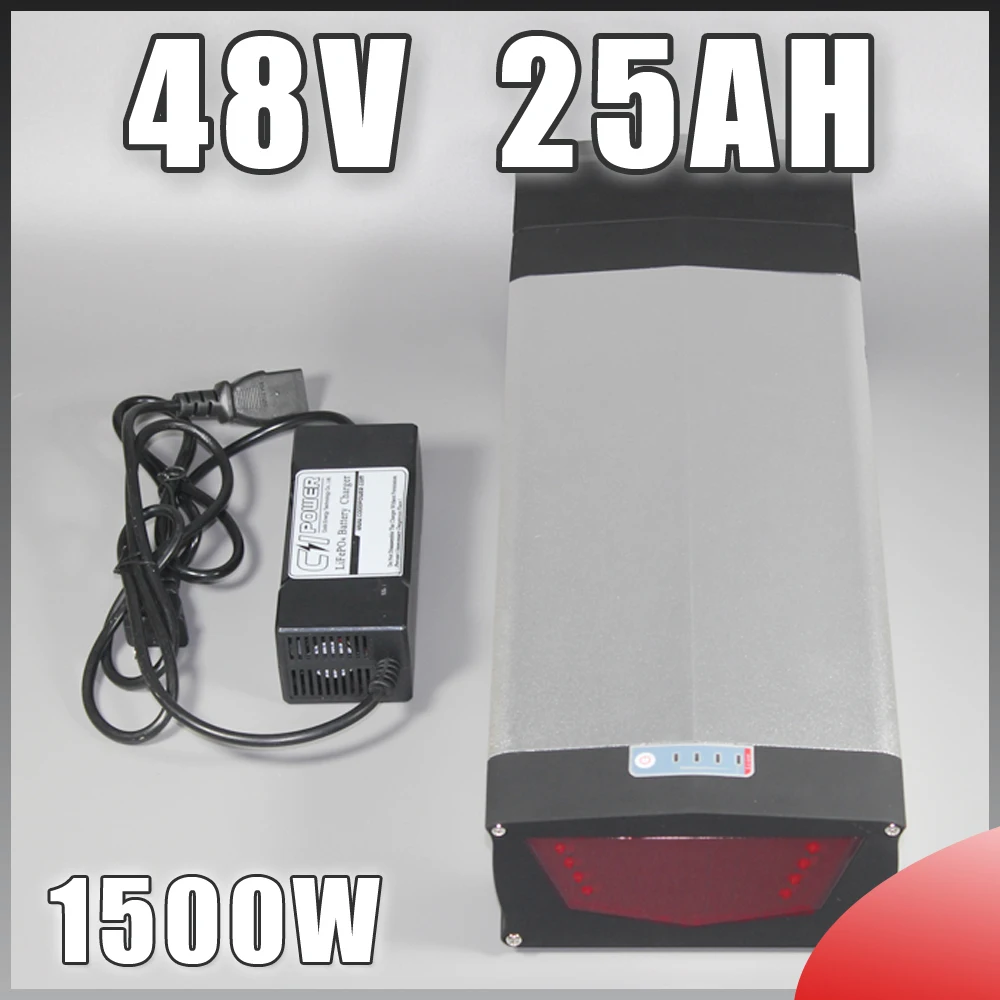 

Rear rack 48V 750W 1000W Electric Bicycle Battery 48V 25Ah NCR18650PF cells Lithium Battery with LED Lamp USB Port bbshd battery