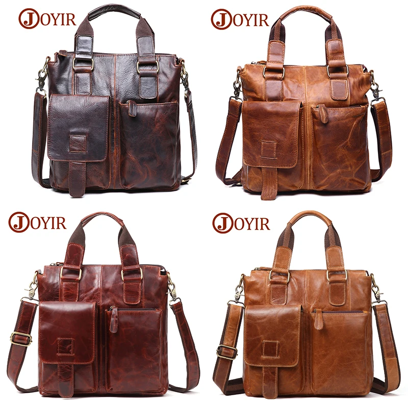 JOYIR-Bolso de mensajero de cuero genuino para hombre, maletines de cuero genuino para oficina y trabajo, bolsos cruzados Retro, bolso de mano
