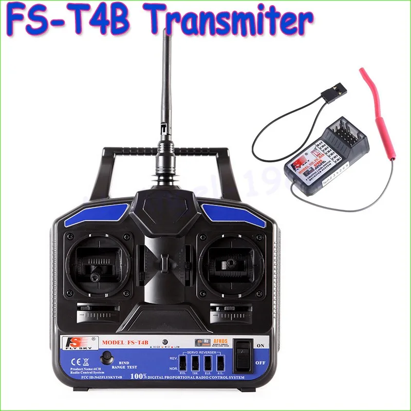 1pcs FlySky FS-T4B 2.4G 4CH Radio Control RC Transmitter & RC Receiver for RC Airplane Parts