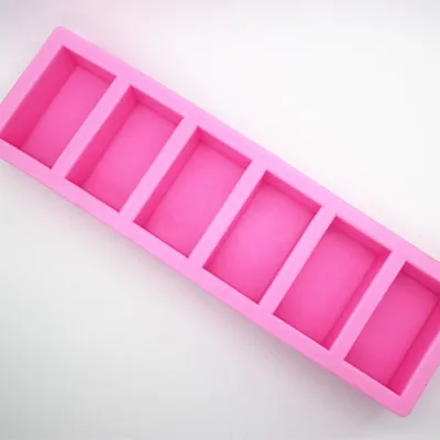 Silicone soap mold 6 cavity rectangular shape fondant cake chocolate mold ice mould