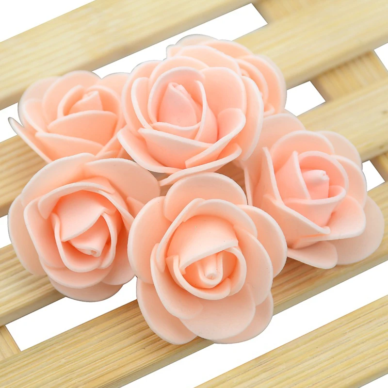 Über 480 Stück-500 Stück/3 cm Mini-PE-Schaum-Rosenblütenkopf, künstliche Rosenblüten, handgefertigt, DIY, Party, Hochzeit, Heimdekoration – Detail 3