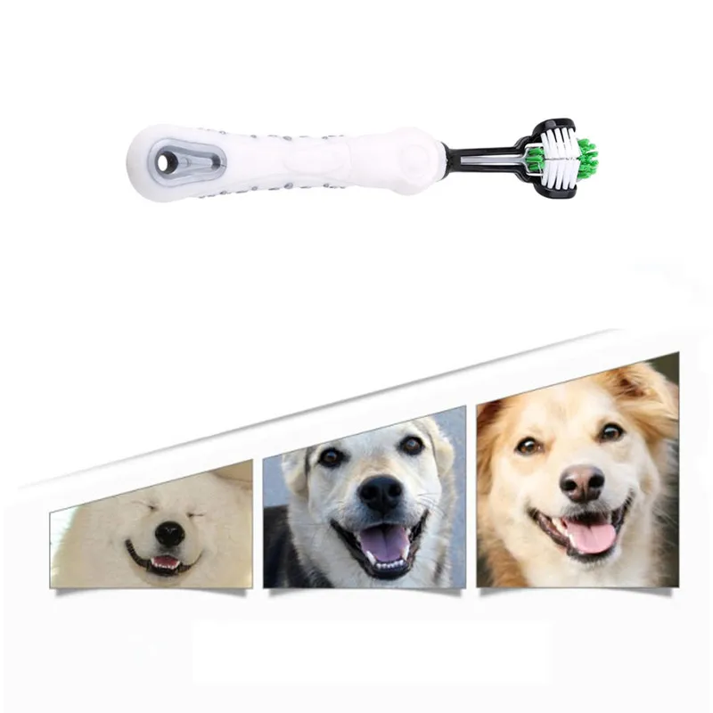 Cepillo de dientes de tres caras para mascotas, accesorio para el cuidado de los dientes del sarro y el mal aliento, YH-461651 bucal de limpieza
