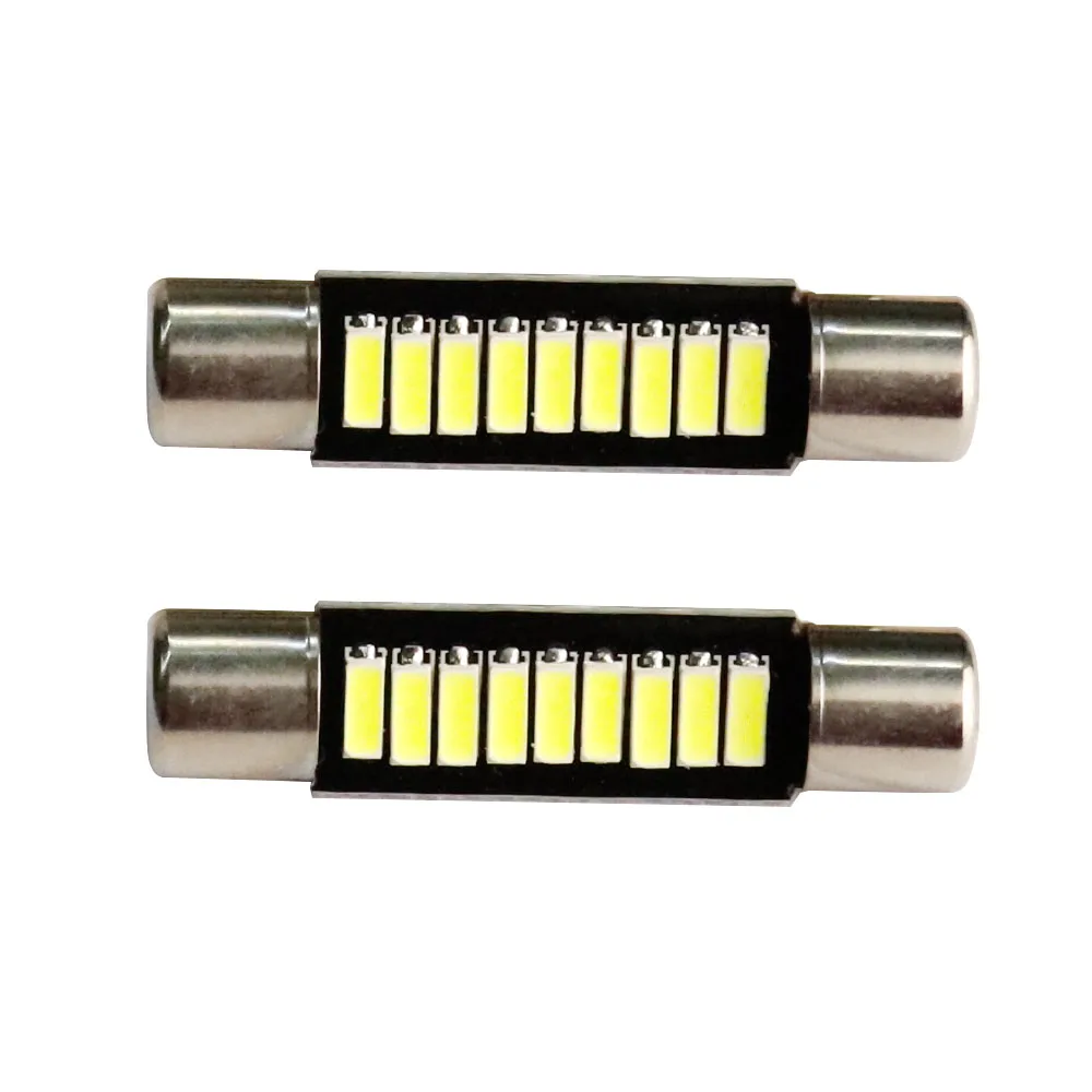 100pcs Flood Festoon Dome T6.3 28mm 31mm 9 SMD 4014 LED Light Bulb Car Vanity Mirror Lights Sun Visor Fuse Light White 12V