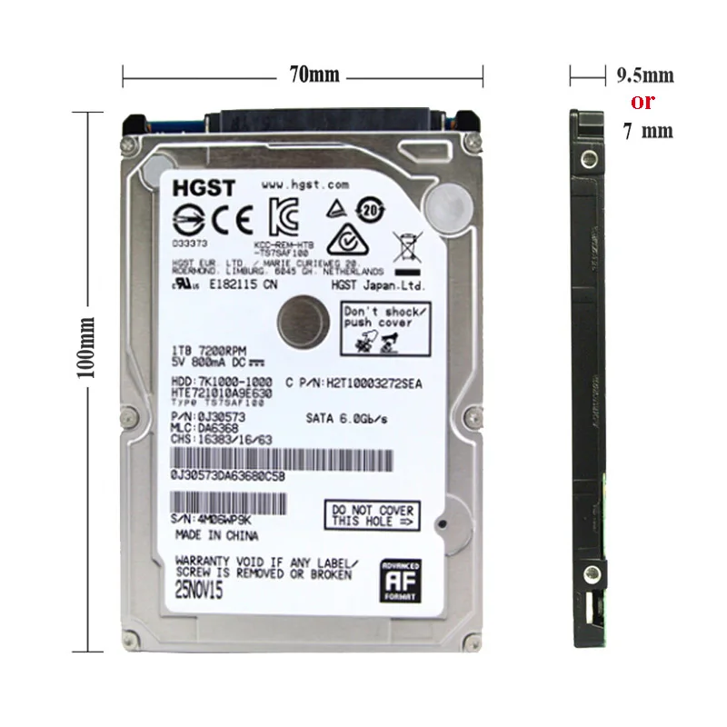 HGST 히타치 브랜드 노트북 PC용 정품 분해 중고 하드 드라이브, 2.5 인치 250GB SATA2-sata3 노트북 HDD 하드 디스크, 5400-7200RPM