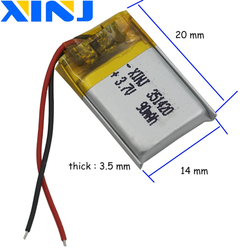3.7V 90mAh 0.333Wh Li-Polymer Li Lithium Battery 351420 Lipo For Mp3 Record Pen Earphone Bluetooth Speaker Car Camera 3D Glasses