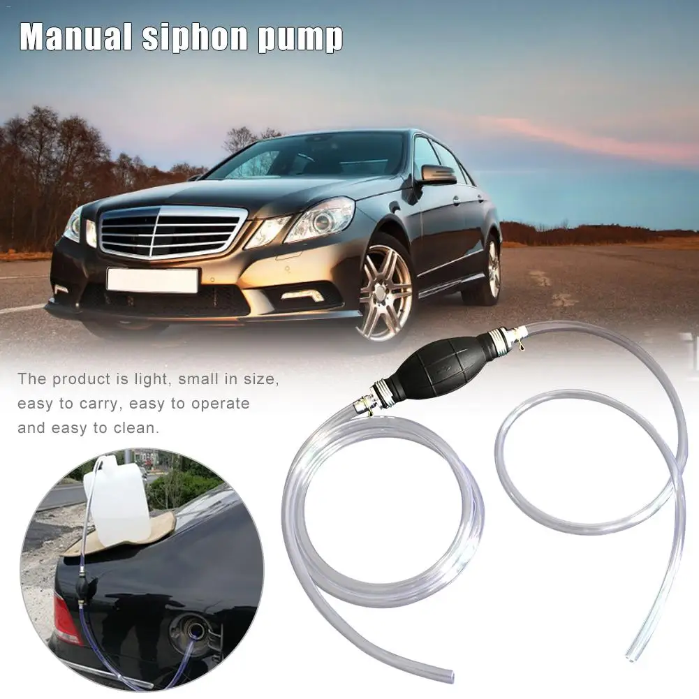 2.1m Manual Hand Siphon Pumps Hose Gas Water Liquid Transfer Pump Pipe Car Fuel Oil Kit Portable Garage Fish Tank Pumps Supplies