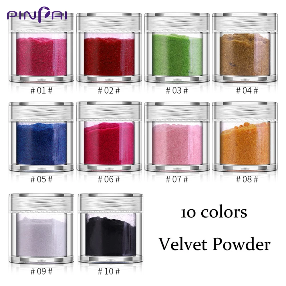 10 Colors Fuzzy Flocking Velvet Nail Powder Colorful Glitter Dust For Manicure DIY UV Gel Polish Nail Art Tips Decoration