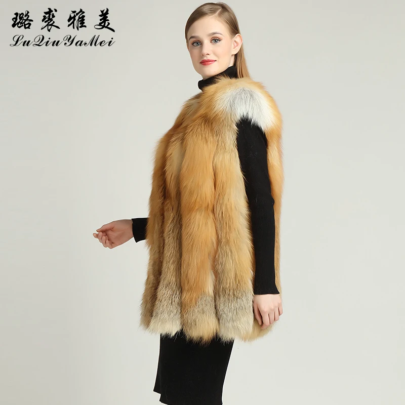 Natural Red Fox Fur Vests Coats Women Winter  Vests New Luxury Elegant Fur Vest 2023 Genuine Fur Jackets Sleeveless Real Fox Fur