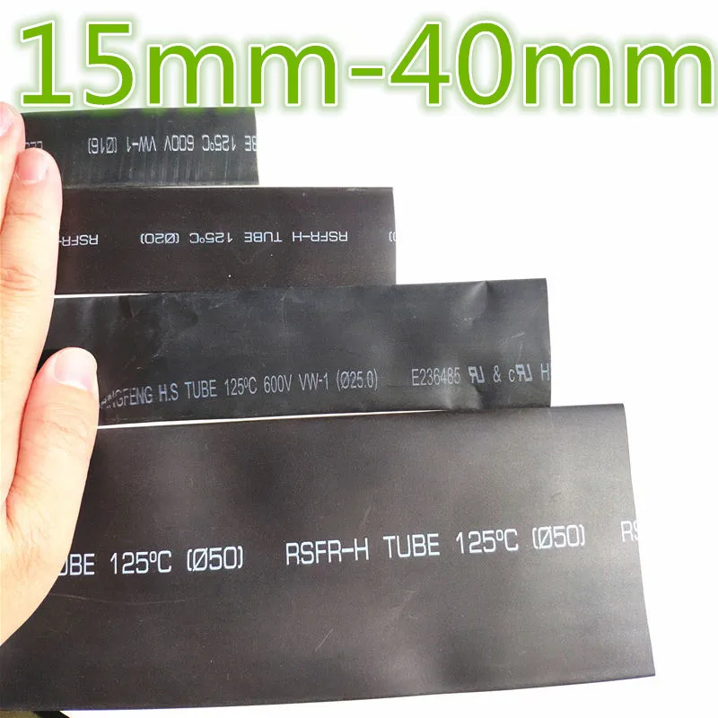 1 metre 2:1 siyah 15mm 16mm 18mm 20mm 22mm 25mm 28mm 30mm 35mm 40mm isı Shrink Heatshrink boru hortum kablo Dropshipping