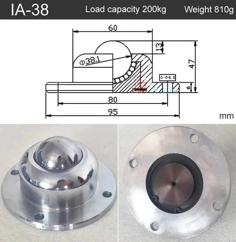 Heavy-duty IA-19-25-38 Precision universal Ball bearing casters/wheel,round flange,3 holes Transmission systefurniture wheel