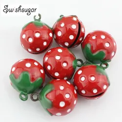 3Colors Enamel Copper Strawberry Cartoon Bell Charms DIY Craft Pendant Decor