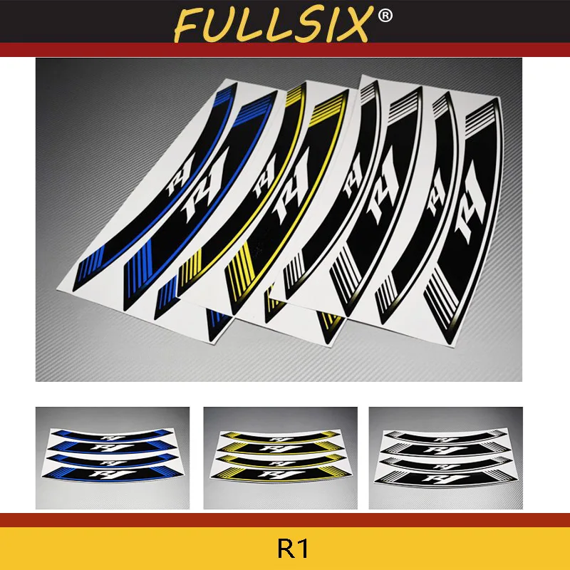 

Motorcycle 8X Thick Edge Outer Rim Sticker Stripe Wheel Decals for YAMAHA YZF R1 YZF-R1