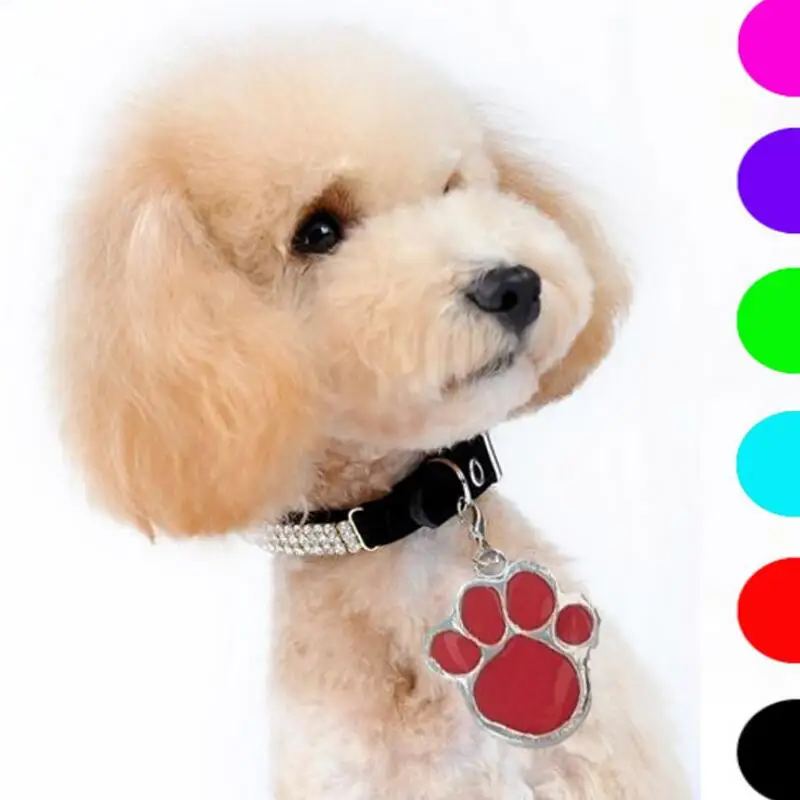 Pet Name Brand Key Ring ID Card Keychain Puppy Paw Print Pendant Key Holder Wholesale Dog Tag LX7339