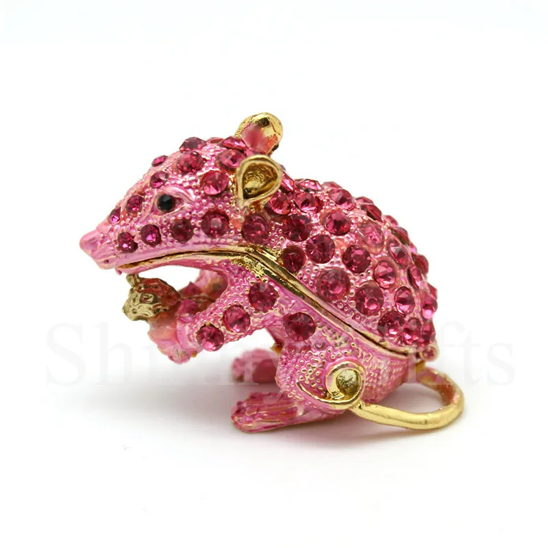 Enamel Lucky animal mouse trinket shape decorative jewerly trinket box