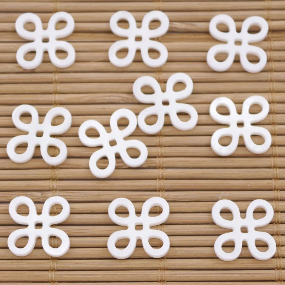 10 PCS 12mm 17mm Chinese knot Flower Shell Natural White Mother of Pearl