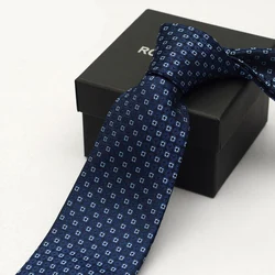 Hochwertige dunkelblaue karierte Herren 8cm breite Krawatte modische Hemd zubehör Business Bankett Party Hand Knoten Krawatte