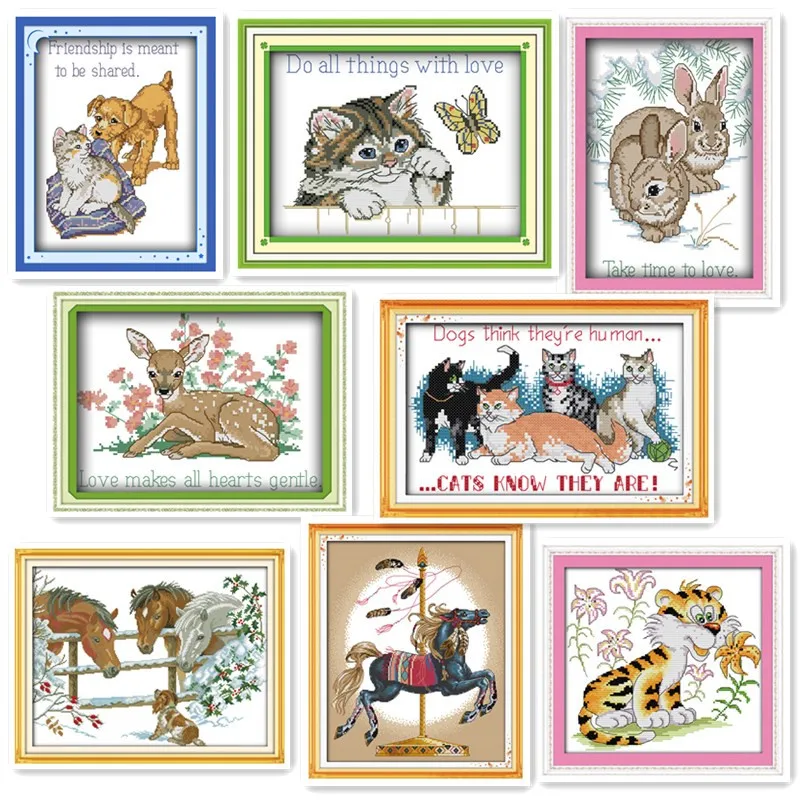 11CT 14CT multi-standard animal series puppy kitten fawn bunny wzór królika cross stitch czysta ręka zdobienie do szycia prezenty