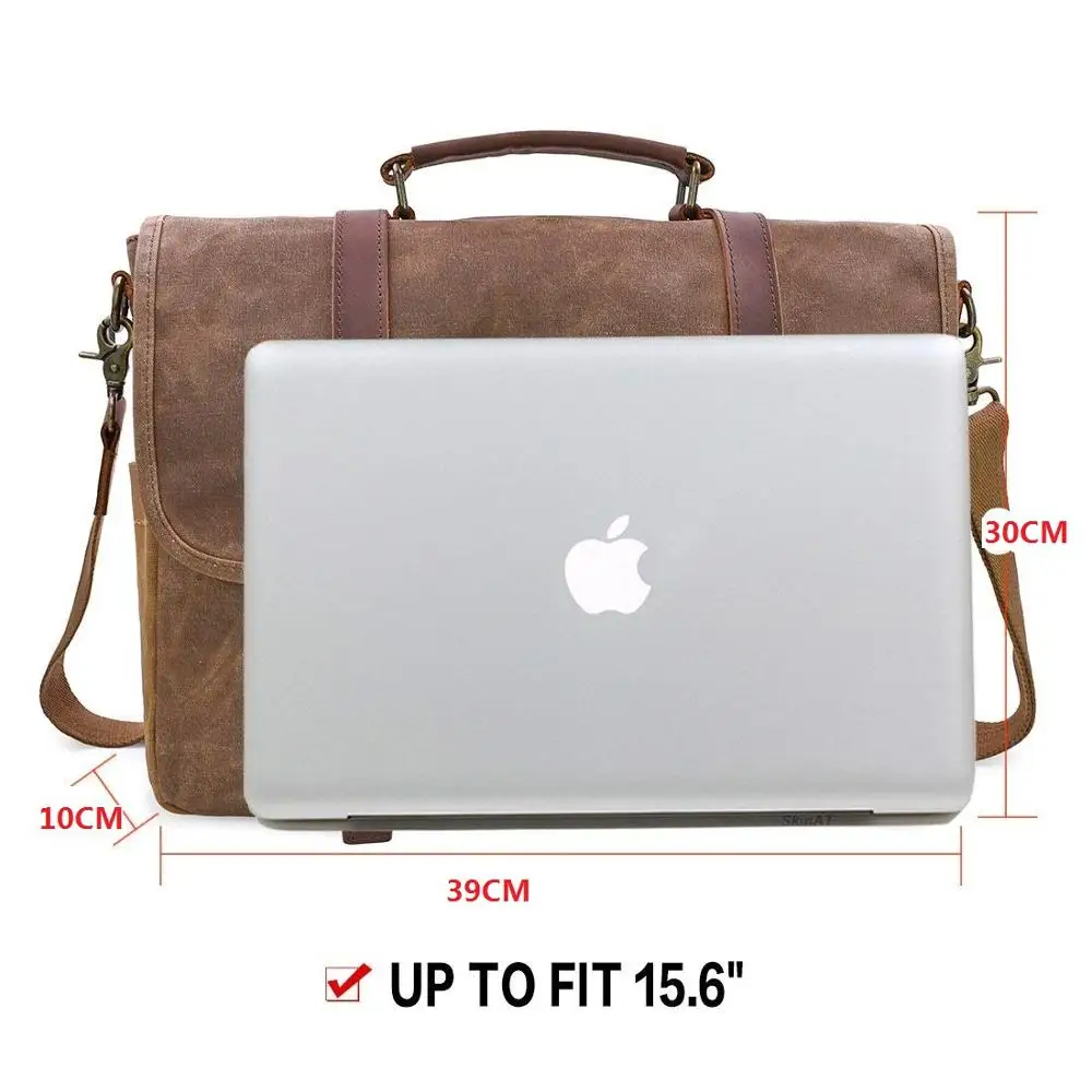 15.6 Inch Briefcase Laptop Bag Men Messenger Bag Retro England Style Waterproof Canvas School Work Shoulder Bags Male Satchel