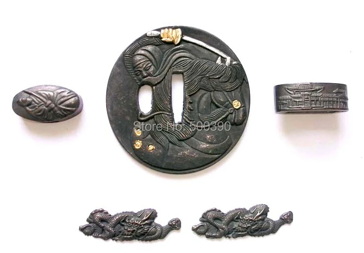 

Винтажный комплект Tsuba из сплава для японского самурайского меча ниндзя катаны воина Tsuba