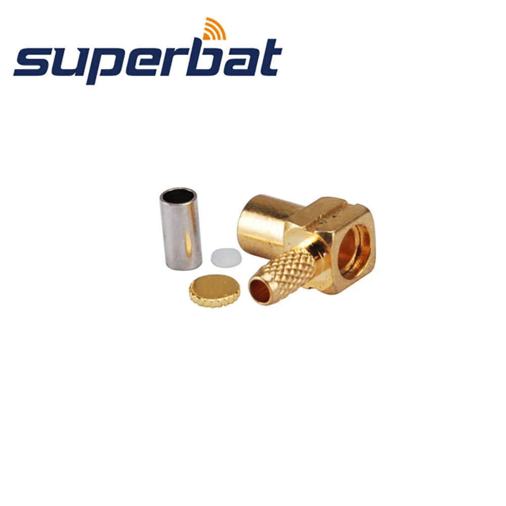 Superbat-MCX Conector Coaxial RF de Ângulo Direito para Cabo, Friso Feminino, 50ohm, RG174,RG316,LMR100, 10Pcs