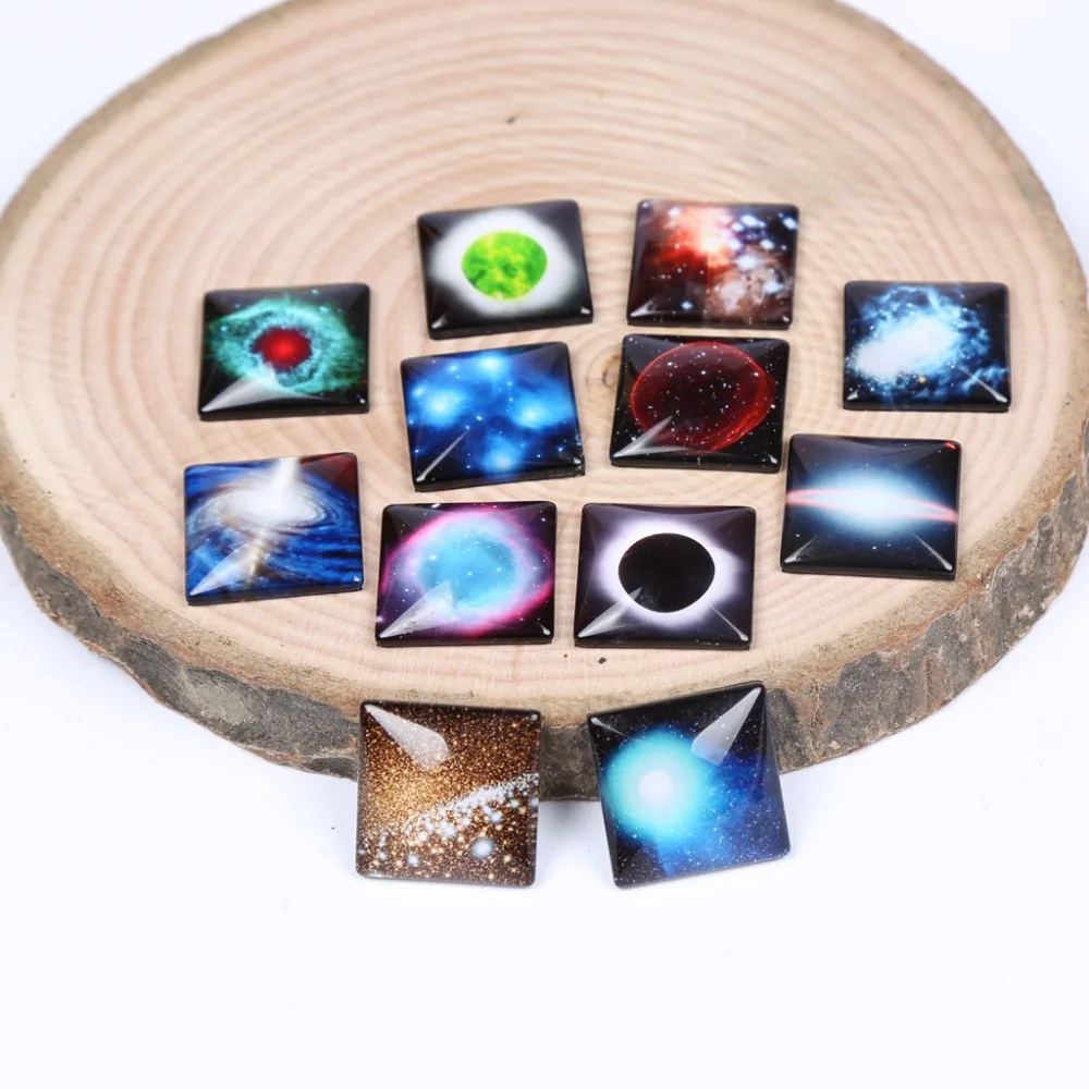 

onwear diy handmade mix space earth galaxy photo square glass cabochon 12mm 20mm 25mm for jewelry making