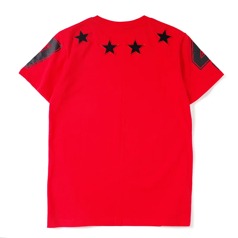 New Novelty 2019 Men Embroidery stars 7 4 T Shirts T-Shirt Hip Hop Skateboard Street Cotton T-Shirts Tee Top Kenye #32