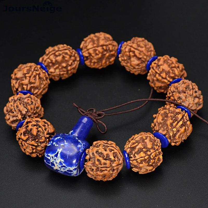 Authentic Five valve KingKong Bodhi Bracelets Beads with Emperor Stone Bodhi Buddha Prayer Wood Japa mala JoursNeige