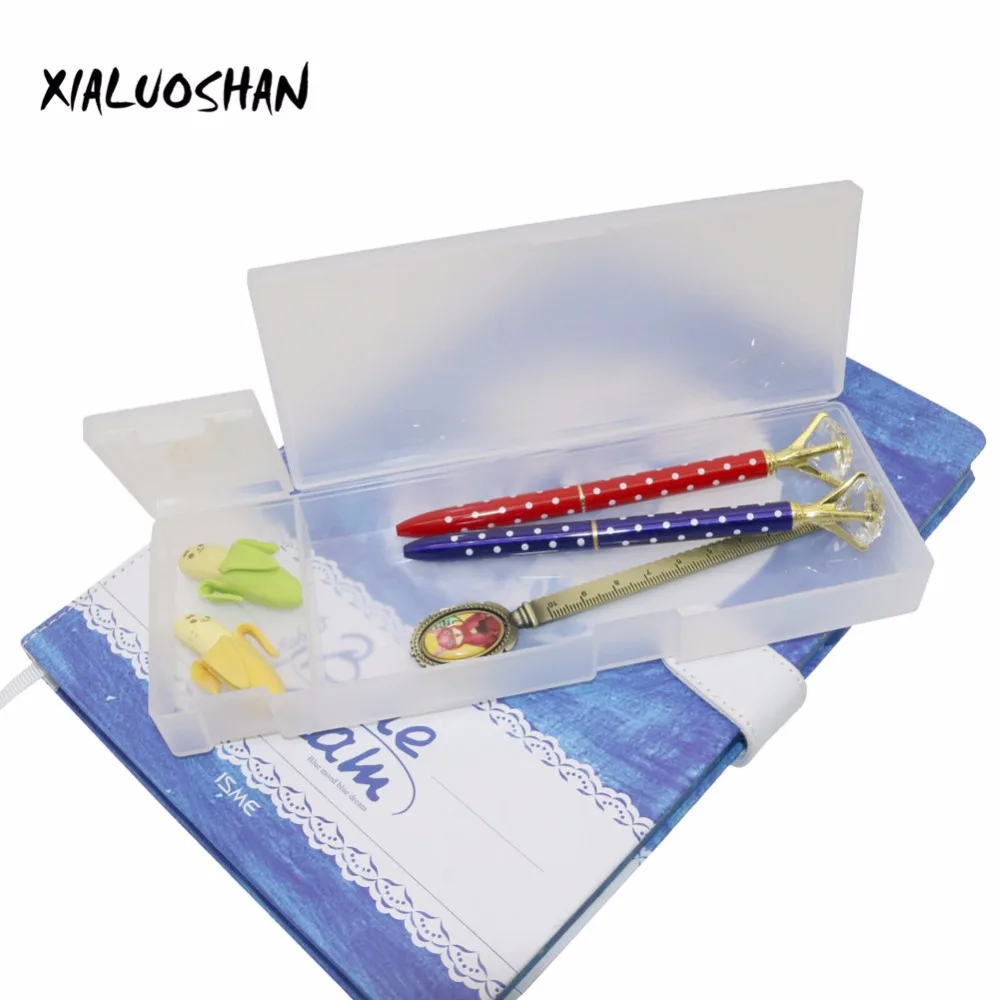 6 style Multicolor Scrub translucent Pencil case Plastic High Quality Simple stationery Storage Office Supplies