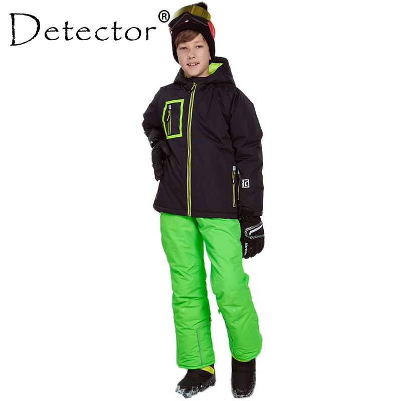 Conjunto impermeável de snowboard infantil, à prova de vento, crianças, jaqueta, exterior, quente, com capuz, roupas esportivas, meninos, inverno