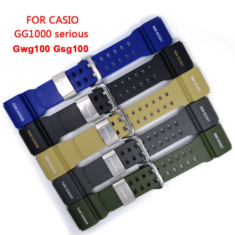 For Casio Watches Watchband Silicone Rubber Bands for Casio GG1000 Gwg100 Gsg100 All Serious Bracelet Watch Strap