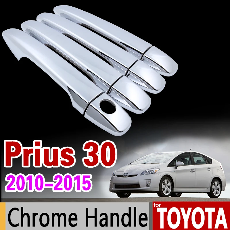 for Toyota 30 Prius Luxurious Chrome Door Handle for Toyota Prius XW30 2010 - 2015 Covers Accessories Car Stickers Car Styling