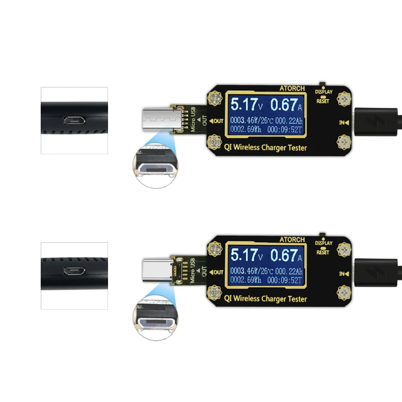 Imagem -05 - Carregador sem Fio Voltímetro Digital Testador Usb Voltímetro Amperímetro Detector Banco de Potência dc Medidor em qi