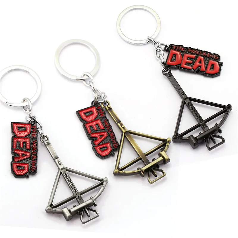 The Walking Dead Keychain Crossbow Bow and Arrow Key Chain Retro Key Ring Action Figure Cosplay Toys 3Colors