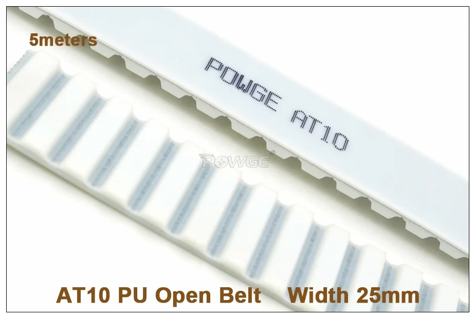 

POWGE 5meters AT10 Timing Belt Width 25mm AT10 25 PU With Steel Core Belt Pitch=10mm T10 AT10-25 Metric Trapezoidal Belt