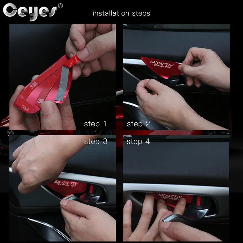 Ceyes Car Styling Accessories Door Bowl Handle Cover Trim Interior Stickers Case For Mazda Skyactiv Technology Logo 3 6 CX 5 CX3