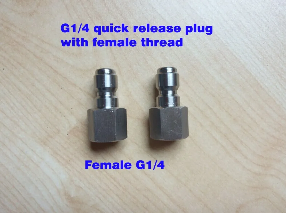 2pcs/lot stainless steel G1/4 quick release plug adaptor  with female thread  for car washer gun hose