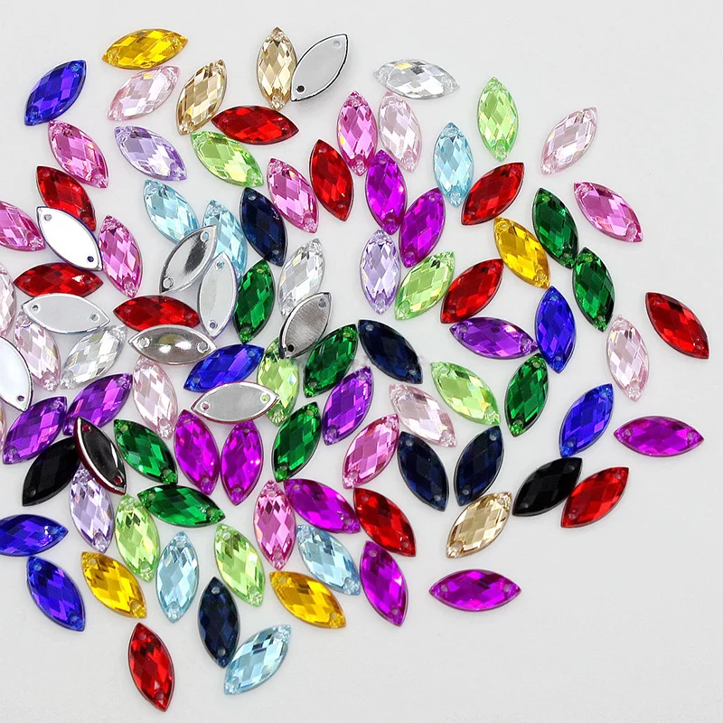 200 Pieces Mixed Color Horse Eye Flatback Acrylic Rhinestone Jewelry Findings DIY Supplies