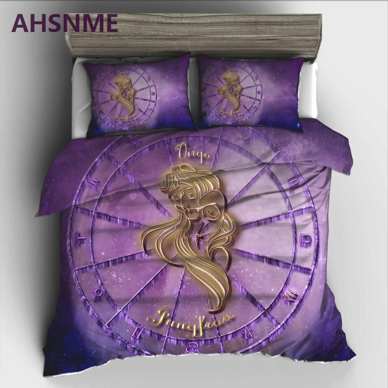 

AHSNME Twelve constellations Bedding Set High-definition Print Quilt Cover for RU AU EU US Size Market King Q jogo de cama