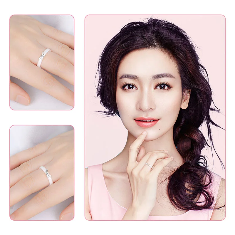 Healthy Rings for Women Genuine Ceramic Gold Rose Gold Crystal  Ring Romantic Wedding Engagement Never Lose Color Jewelry