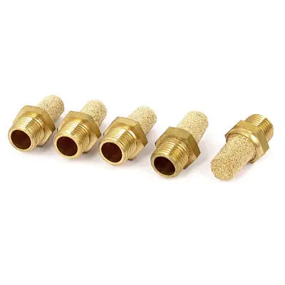 1/8BSP Thread Brass Pneumatic Air Exhaust Breather Muffler Filter 5pcs