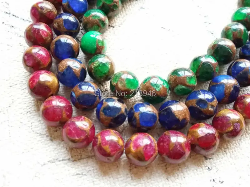 

1Strand/Pack 10MM Goldstone + Blue-green-red Natural Semi-precious Stone Jewelry Beads