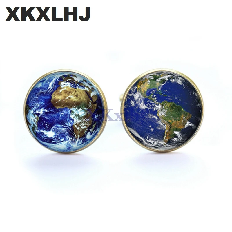 New World Map Pattern Cufflinks Men and Women Multicolored Earth Figure Shirt Business Cuff Links Personality Cufflinks Wedding
