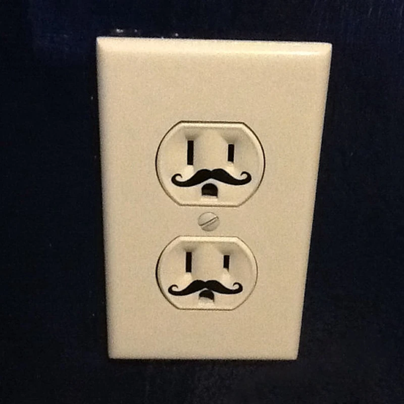 12pcs Funny Light Switch Sticker Mustache funny outlet vinyl decal cute wall art stickers decor