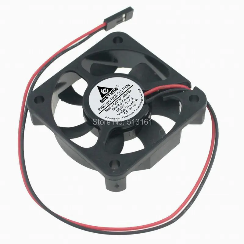 1 Piece Gdstime Dupont 2Pin 5V 5010 50 x 50 x 10mm 50MM Brushless DC Cooler Cooling Fan