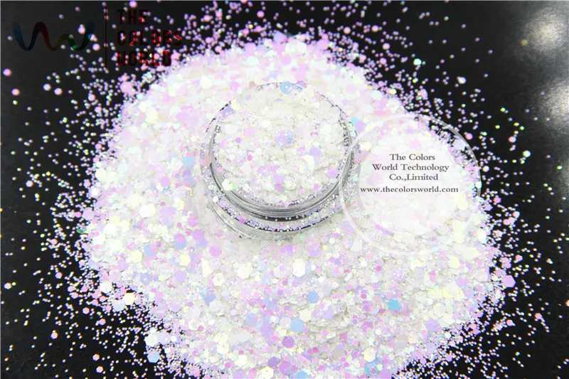 TCI04-H1 Perlescente Indescent Bianco Bule Luce di Scintillio di Colori Hexagon forme Glitter per nail art FAI DA TE e decorazione di Festa