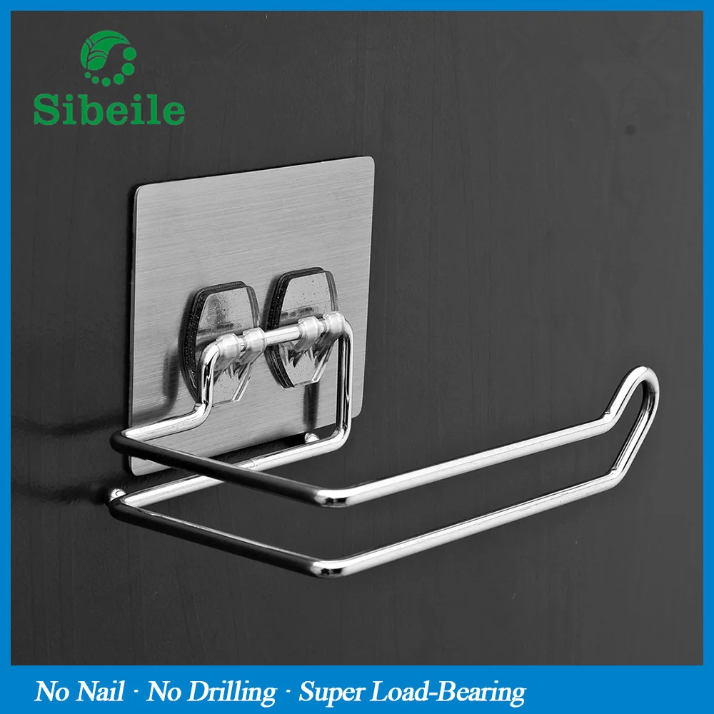 SBLE Stainless Steel 304 Sturdy Modern Style Wall Mounted Stickers Kitchen Bathroom Toilet Paper Holder Chrome Roll Holder