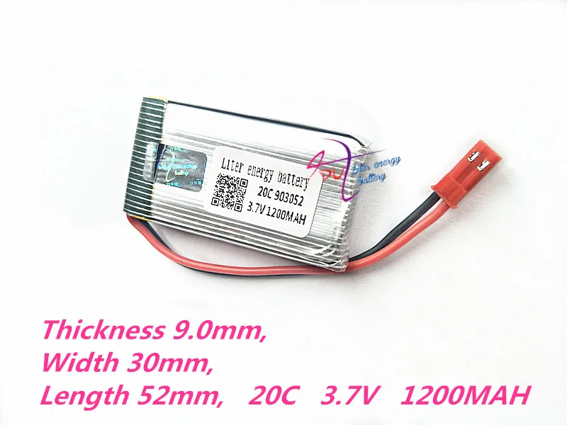 JSE-2P 903052 3.7V 1200mAH Lipo Battery For Remote control helicopter Li-po battery 903052 3.7V 20C discharge SM black plugs