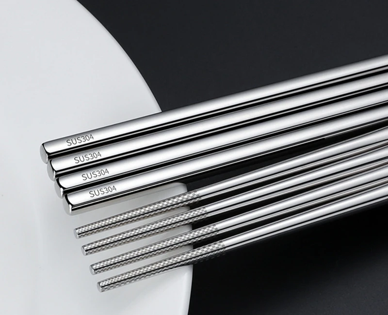 300pair/lot The new food grade 304 stainless steel tableware chopsticks household metal alloy square chopsticks Custom logo..