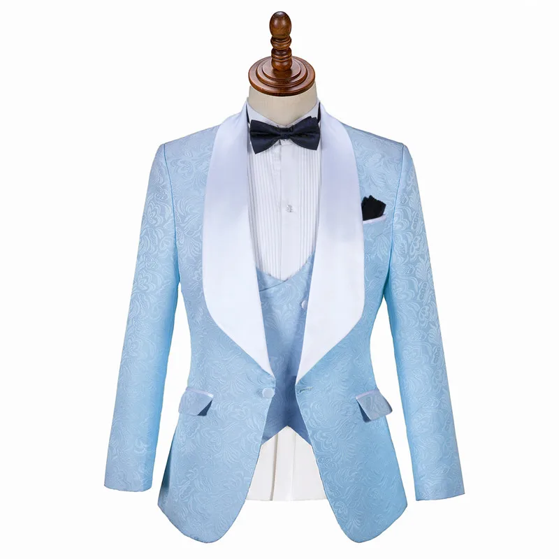 Gwenhwyfar Wedding Men Suits 2025New Designs Gentleman Lapel Slim Fit Black silver Flower Party Groom Tuxedo For Men 3 Pieces